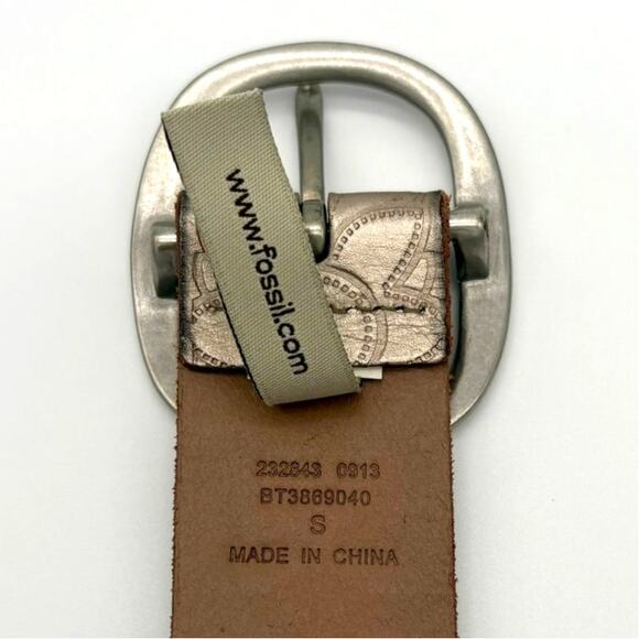 Fossil Cutout Leather Belt Size S Metallic Beige Boho Western Festival Style main image 4